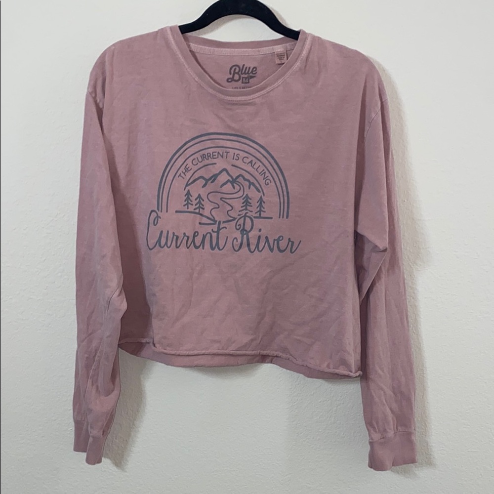 💋Pink Long Sleeve Women's River Cropped Top!